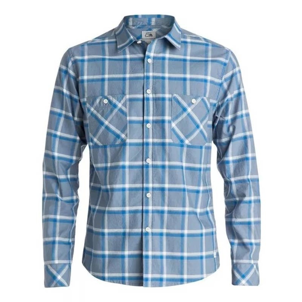 Quiksilver Men's Maxford Plaid Long Sleeve Button Up Shirt in Blue